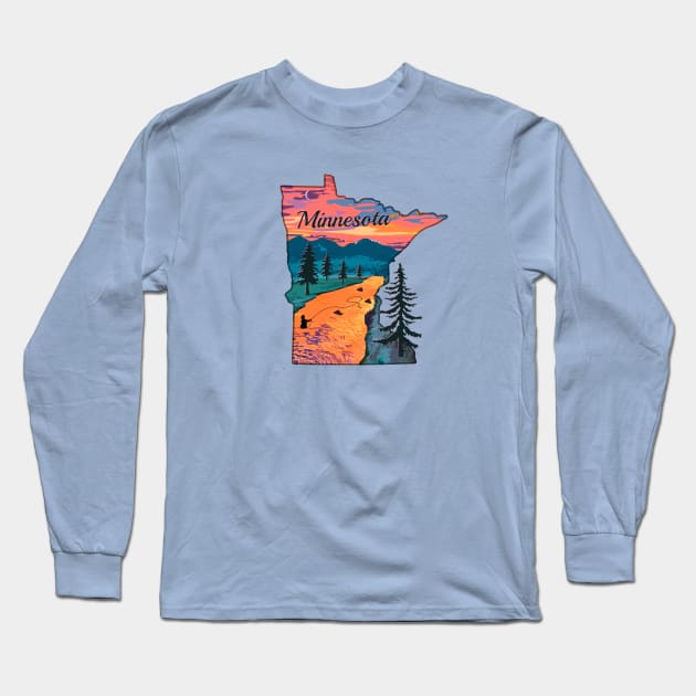 Minnesota Fly Fishing State River Sunset by TeeCreations Long Sleeve T-Shirt by TeeCreations